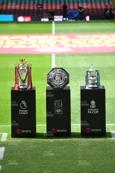 160826 - Arsenal v Manchester City - FA Community Shield - The Premier League, Community Shield and FA Cup on display before the game