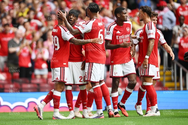 160826 - Arsenal v Manchester City - FA Community Shield - Kai Havertz of Arsenal celebrates scoring a goal with team mates