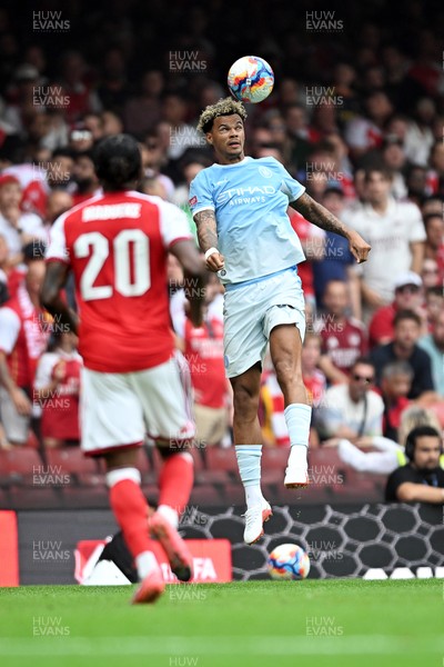 160826 - Arsenal v Manchester City - FA Community Shield - Nico O'Reilly of Manchester City heads the ball