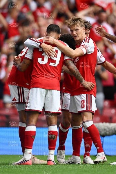 160826 - Arsenal v Manchester City - FA Community Shield - Martin Odegaard of Arsenal celebrates scoring a goal