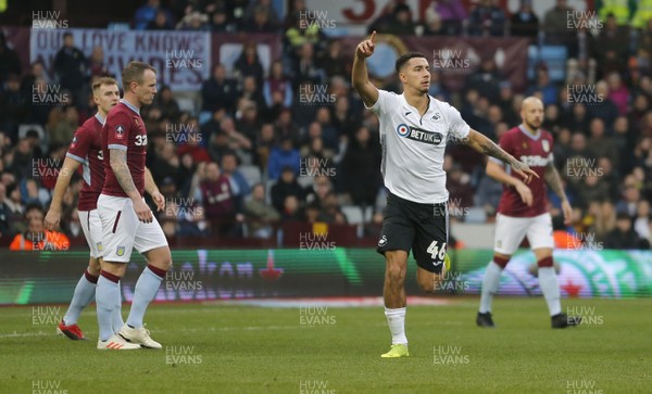 050119 - Aston Villa v Swansea City - FA Cup Third Round - Courtney Baker-Richardson of Swansea celebrates his goal 