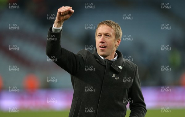 050119 - Aston Villa v Swansea City - FA Cup Third Round - Manager Graham Potter  of Swansea salutes the fans at the end of the match  