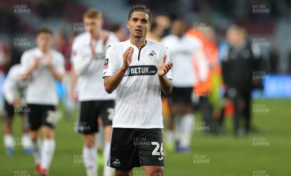 050119 - Aston Villa v Swansea City - FA Cup Third Round - Kyle Naughton of Swansea salutes the fans at the end of the match  