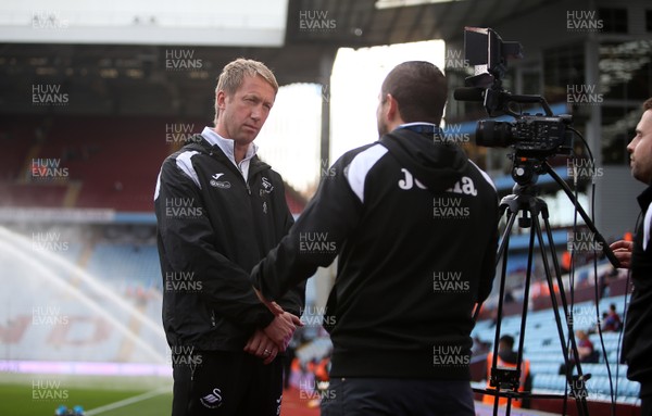 201018 - Aston Villa v Swansea City - SkyBet Championship - Swansea City Manager Graham Potter gives a pre match interview pitchside