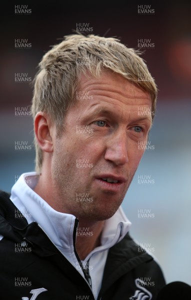 201018 - Aston Villa v Swansea City - SkyBet Championship - Swansea City Manager Graham Potter gives a pre match interview pitchside