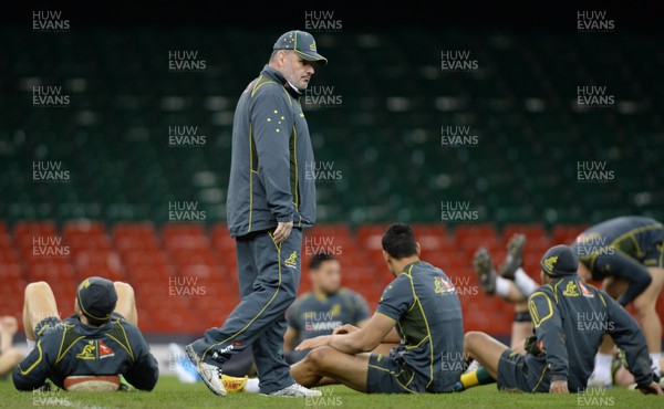 291113 - Australia Rugby Training -Australia head coach Ewen Mckenzie during training