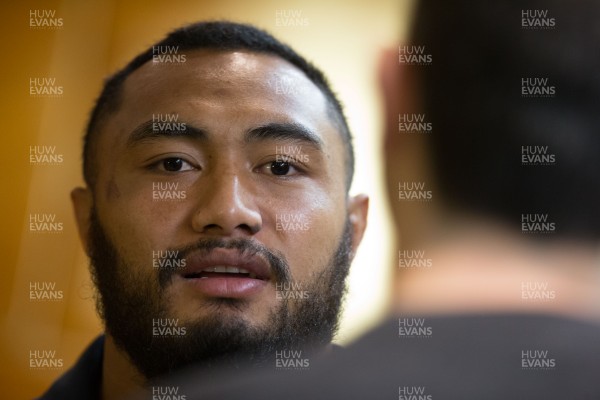 031114 - Australia Rugby media conference, Hilton Hotel, Cardiff - Australia's Sekope Kepu faces the media during the press conference ahead of their match against Wales 