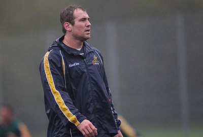 04.11.10..Australia Rugby Training session, University Playing Field, Treforest-  Australia's captain Rocky Elsom during a wet training session at Treforest near Cardiff 