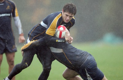 04.11.10..Australia Rugby Training session, University Playing Field, Treforest-  Australia's James O'Connor during a wet training session at Treforest near Cardiff 