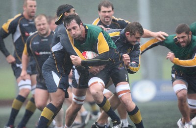 04.11.10..Australia Rugby Training session, University Playing Field, Treforest-  Australia's Van Humphries during a wet training session at Treforest near Cardiff 