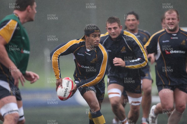 04.11.10..Australia Rugby Training session, University Playing Field, Treforest-  Australia's Will Genia during a wet training session at Treforest near Cardiff 