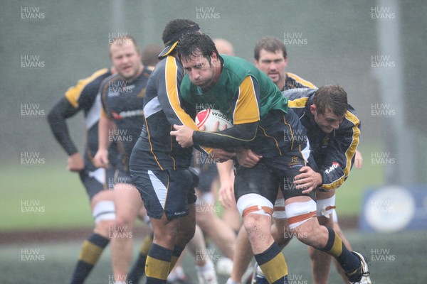 04.11.10..Australia Rugby Training session, University Playing Field, Treforest-  Australia's Van Humphries during a wet training session at Treforest near Cardiff 