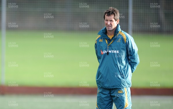 26.11.09 - Australia Rugby Training - Australia head coach Robbie Deans looks on during training. 