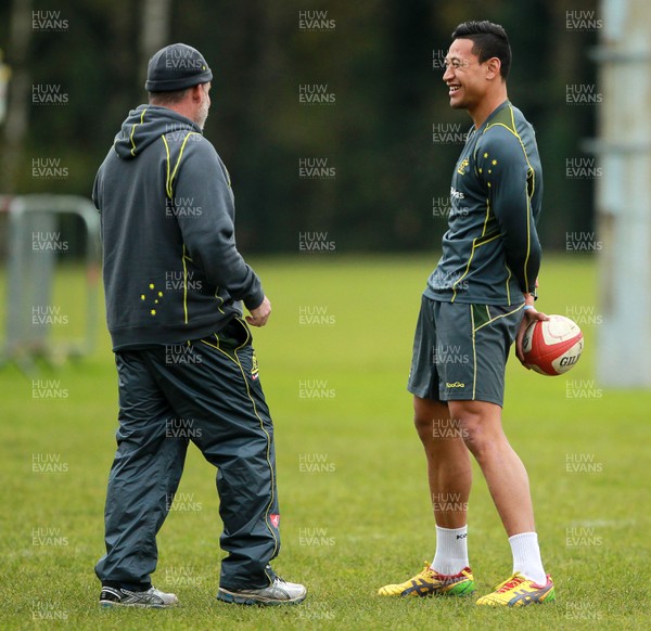 281113 - Australia Rugby Training - Coach Ewen McKenize and Israel Folau 