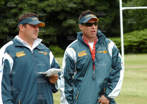 12.06.08..Australia Under 20s Rugby Training  Australian ,coaching session for local clubs and schools at Cross Keys Australian assistant coaches John Manenti and Matt Taylor 