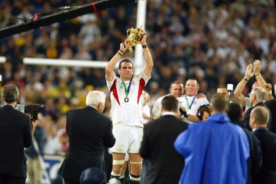 221103 - Australia v England - Rugby World Cup Final - England's Captain Martain Johnsen lifts the trophy