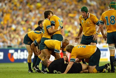 151103 - Australia v New Zealand - Rugby World Cup Semi Final - Australian players celebrate on final whistle