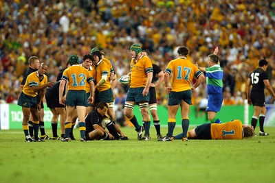 151103 - Australia v New Zealand - Rugby World Cup Semi Final - Carlos Spencer and Bill Young on the floor