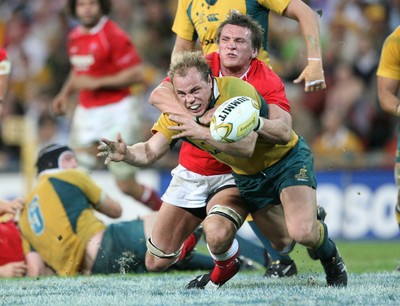 02.06.07 AUSTRALIA v WALES, 2nd Test ,Brisbane. Wales Scott Morgan tackles Phil Waugh. 