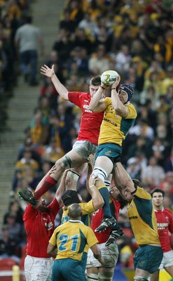 02.06.07 AUSTRALIA v WALES, 2nd Test ,Brisbane. Wales Michael Owen loses out to Mark Chisolm  