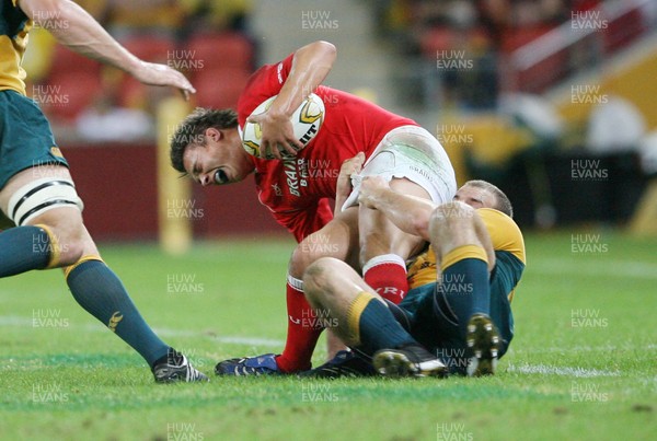 02.06.07 AUSTRALIA v WALES, 2nd Test ,Brisbane. Wales Chris Czekaj dislocates his knee as he is tackled by Stephen Moore 