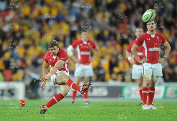 090612 - Australia v Wales - Castrol EDGE Series -Leigh Halfpenny of Wales kicks at goal