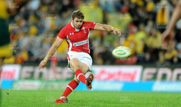 090612 - Australia v Wales - Castrol EDGE Series -Leigh Halfpenny of Wales kicks at goal