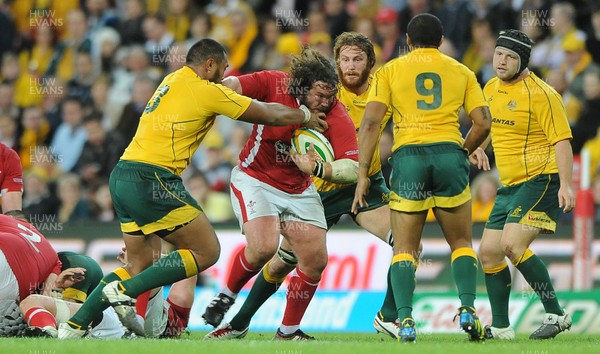 090612 - Australia v Wales - Castrol EDGE Series -Adam Jones of Wales takes on Sekope Kepu of Australia