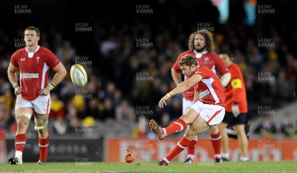 160612 - Australia v Wales - Castrol EDGE Series -Leigh Halfpenny of Wales kicks at goal