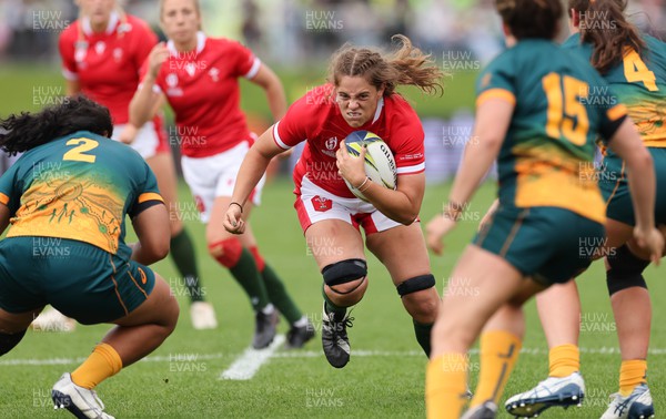 221022 - Australia v Wales, Women’s Rugby World Cup, Pool A - Natalia John of Wales charges at Adiana Talakai of Australia