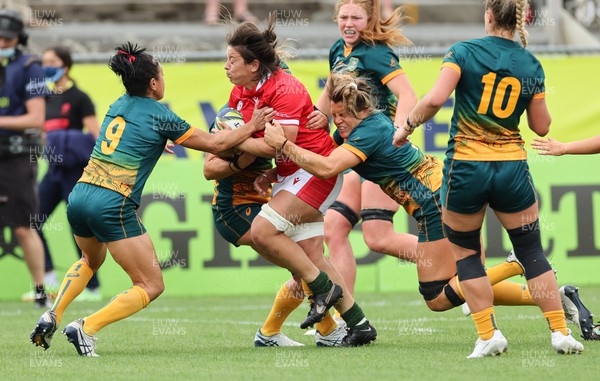 221022 - Australia v Wales, Women’s Rugby World Cup, Pool A - Sioned Harries of Wales powers towards the try line