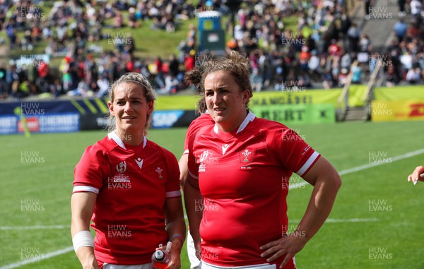 221022 - Australia v Wales, Women’s Rugby World Cup, Pool A - Kerin Lake of Wales, left and Siwan Lillicrap of Wales at the end of the match