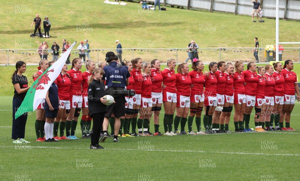 221022 - Australia v Wales, Women’s Rugby World Cup, Pool A - The Wales team line up for the anthems