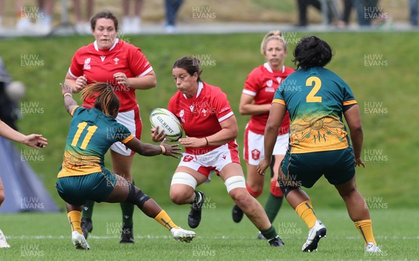 221022 - Australia v Wales, Women’s Rugby World Cup, Pool A - Sioned Harries of Wales takes on Ivania Wong of Australia