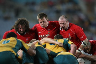 26.05.07 AUSTRALIA v WALES, 1st Test ,Brisbane. Wales Adam Jones, Matthew Rees, Iestyn Thomas 