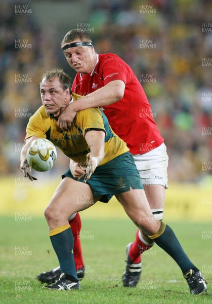 26.05.07  AUSTRALIA v WALES, Telstra Stadium,Sydney Wales Brent Cockbain tackles Phil Waugh 