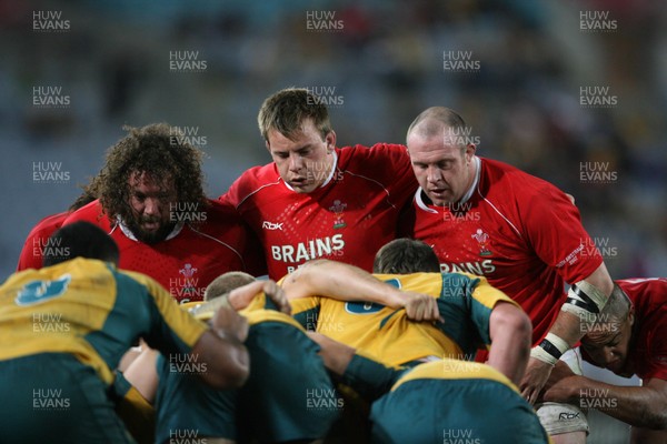 26.05.07 AUSTRALIA v WALES, 1st Test ,Brisbane. Wales Adam Jones, Matthew Rees, Iestyn Thomas 