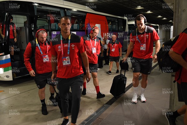 290919 - Australia v Wales - Rugby World Cup - Ken Owens, Aaron Shingler, Alun Wyn Jones and George North of Wales arrive at the stadium