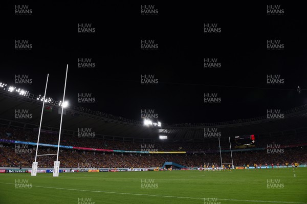 290919 - Australia v Wales - Rugby World Cup - The floodlights in the stadium go off during the last few minutes of the game