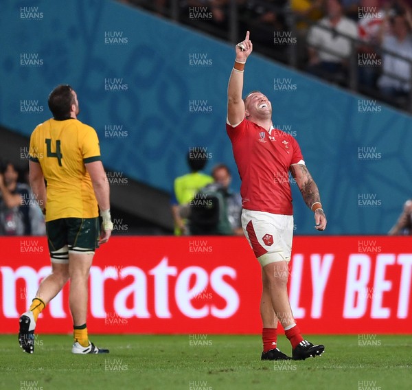 290919 - Australia v Wales - Rugby World Cup - Ross Moriarty of Wales celebrates at full time