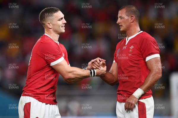 290919 - Australia v Wales - Rugby World Cup - George North and Aaron Shingler of Wales shake hands at full time