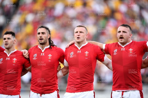 290919 - Australia v Wales - Rugby World Cup - Tomos Williams, Josh Navidi, Hadleigh Parkes and Dillon Lewis