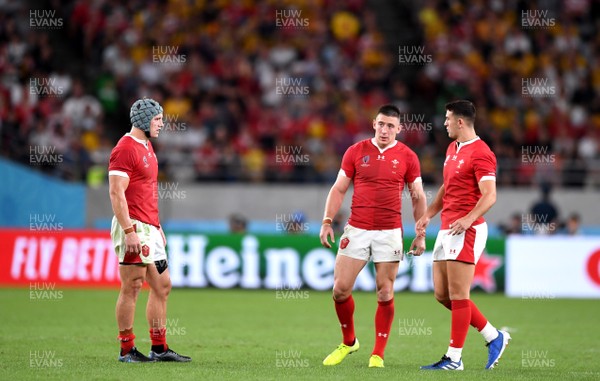 290919 - Australia v Wales - Rugby World Cup - Jonathan Davies, Josh Adams and Owen Watkin of Wales