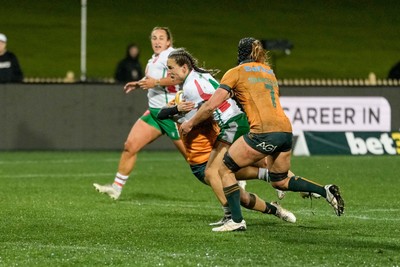 010825 - Australia Women v Wales Women - Jaz Joyce crashes over for Wales opnening try