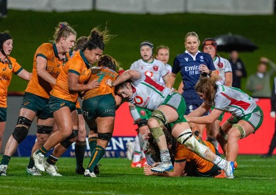 010825 - Australia Women v Wales Women - Gwen Crabb of Wales charges forward