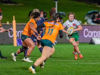 010825 - Australia Women v Wales Women - Kate Williams of Wales attacks