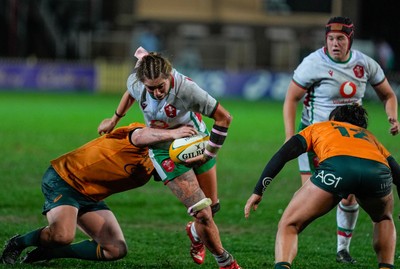 010825 - Australia Women v Wales Women - Georgia Evans of Wales charges forward