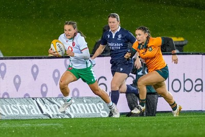 010825 - Australia Women v Wales Women - Jasmine Joyce of Wales breaks away
