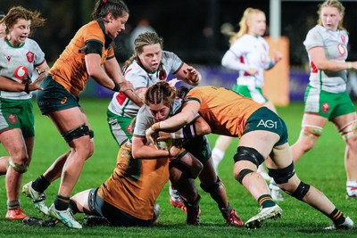 010825 - Australia Women v Wales Women - Georgia Evans of Wales is stopped short of the line