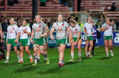 010825 - Australia Women v Wales Women - Dejected Wales players at the end of the match